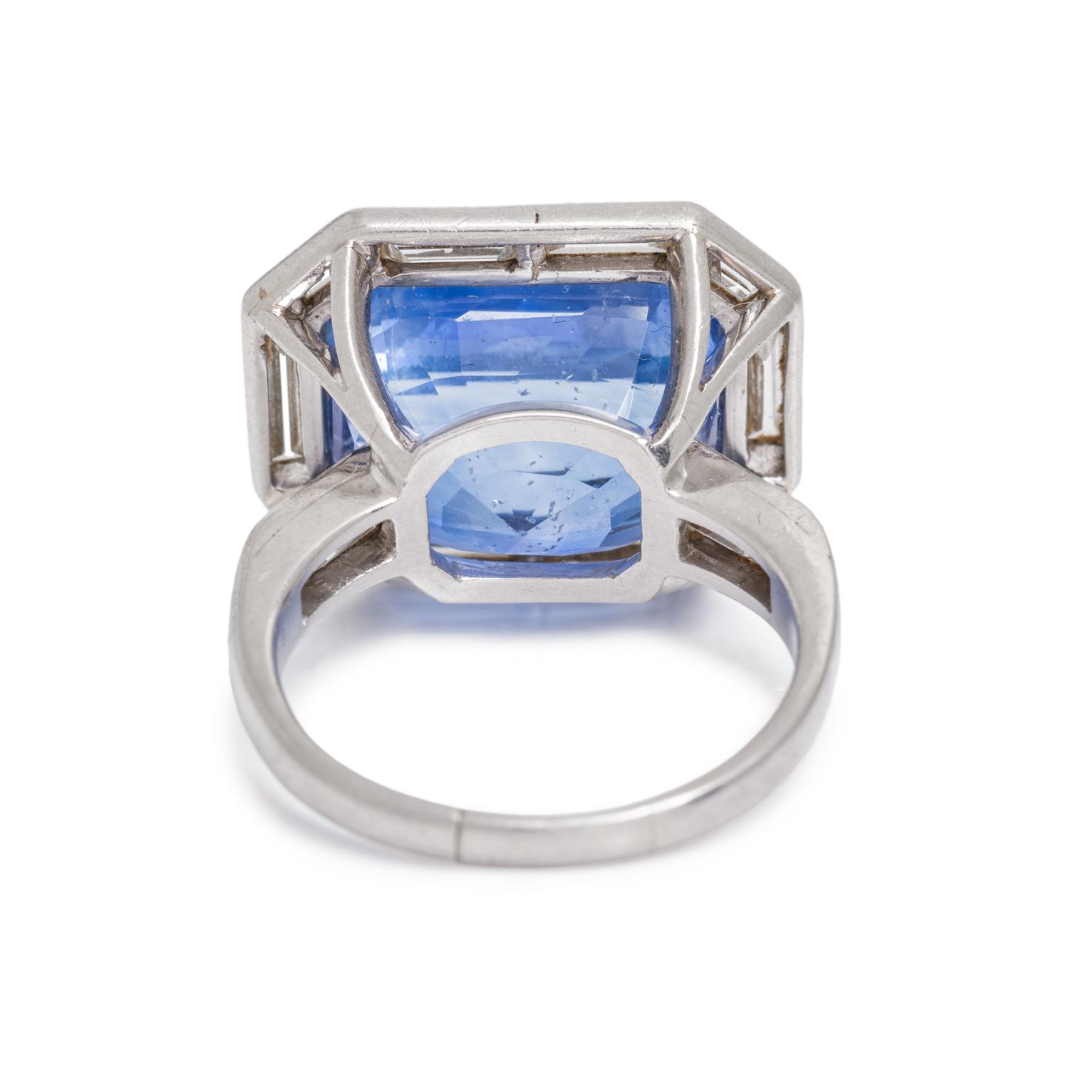 UNHEATED CEYLON SAPPHIRE AND DIAMOND RING