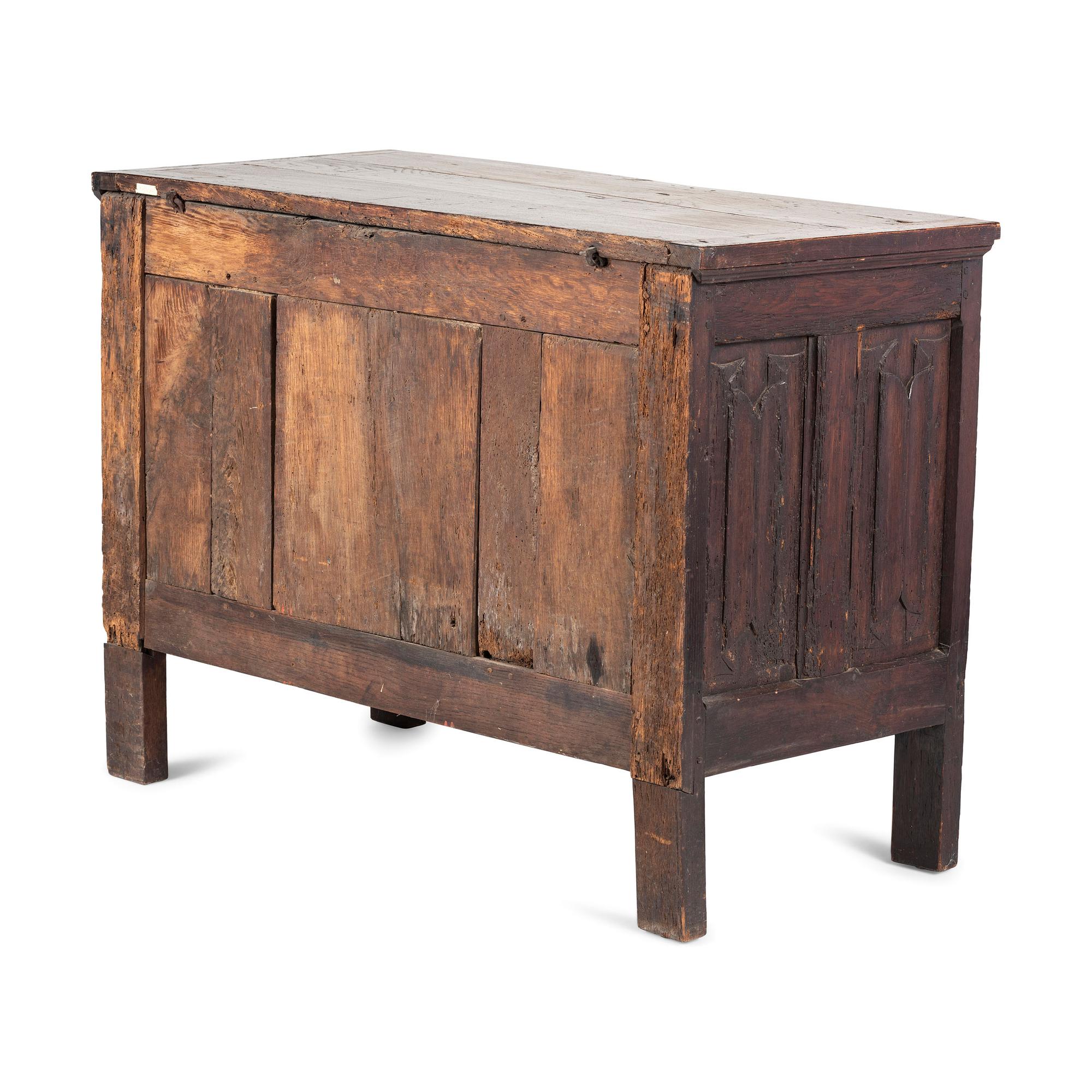 A Charles II Linenfold Carved Oak Blanket Chest