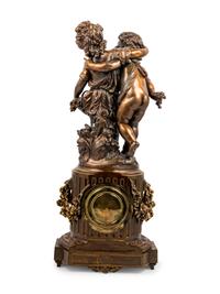 An Ansonia Florida Gilt Metal Mantel Clock