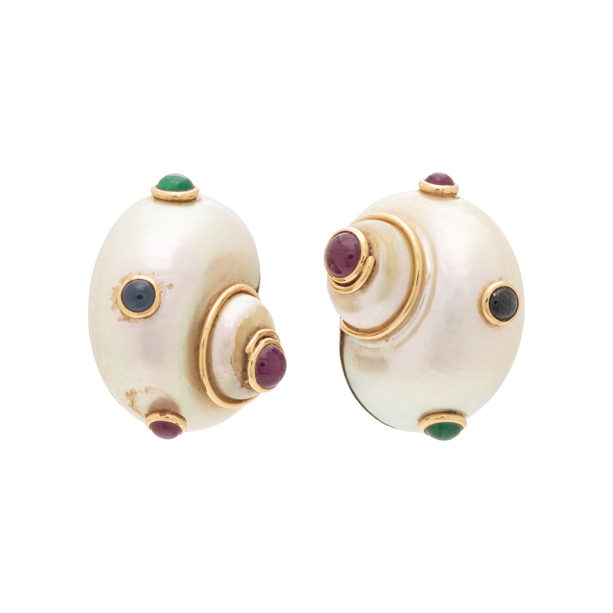 MAZ, MULTIGEM SHELL EARCLIPS