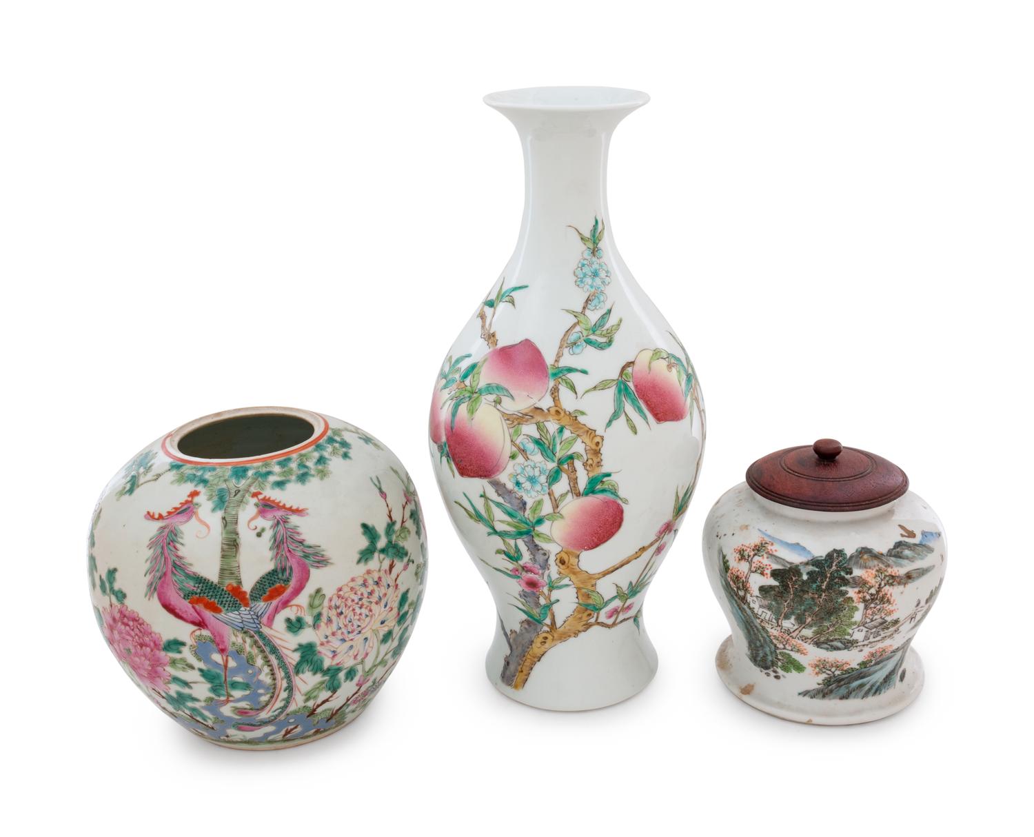 Five Chinese Famille Rose Porcelain Articles