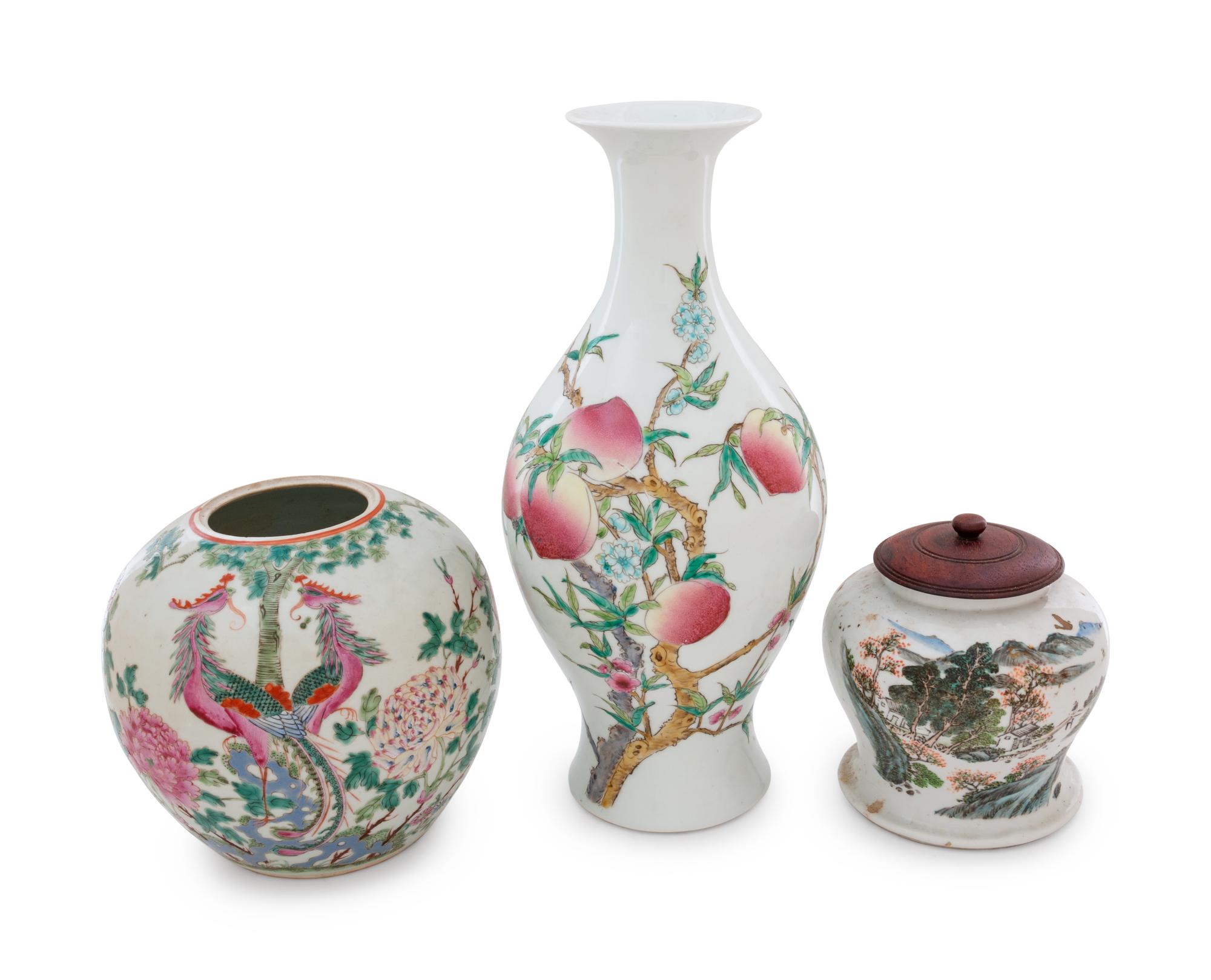Five Chinese Famille Rose Porcelain Articles