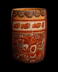 A Maya Polychrome Cylinder Vessel
