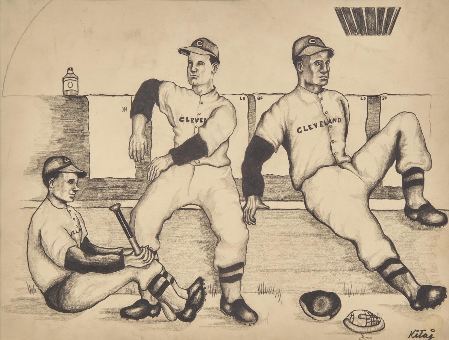 R.B. Kitaj (American, 1932-2007) — Untitled (Baseball Players)