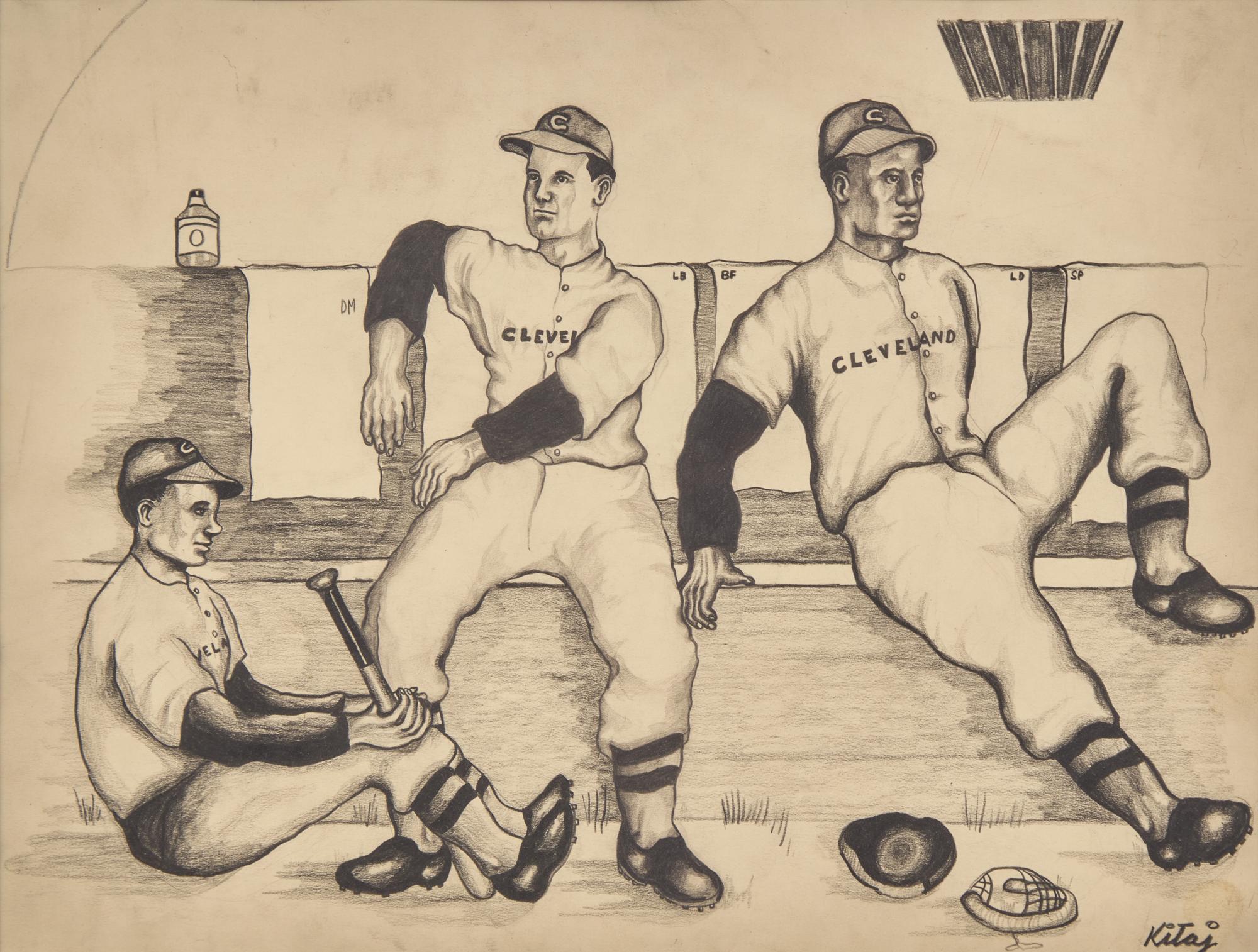 R.B. Kitaj (American, 1932-2007) — Untitled (Baseball Players)