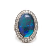 BLACK OPAL AND DIAMOND RING