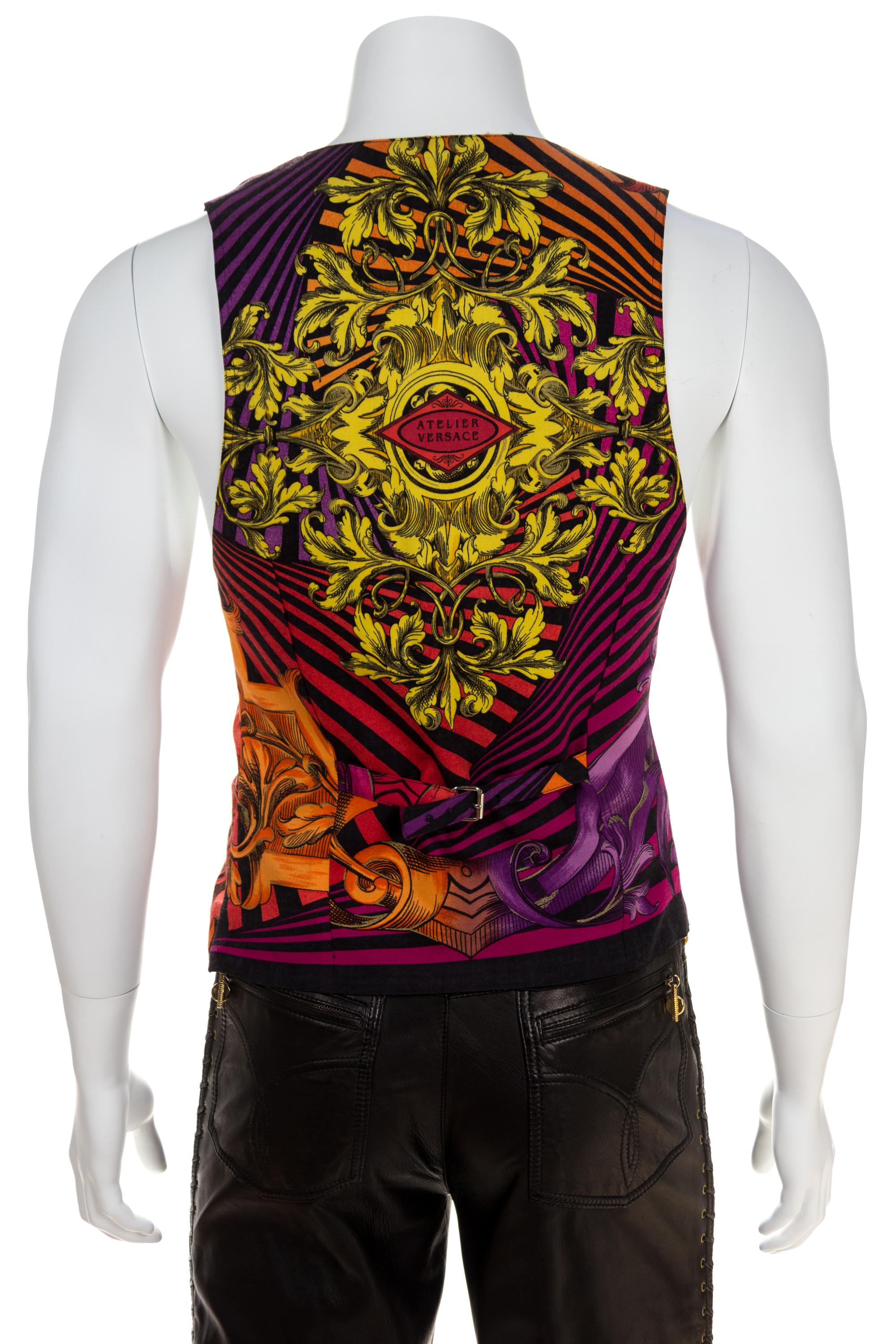 A Gianni Versace Wool Atelier Print Vest, Size 52.