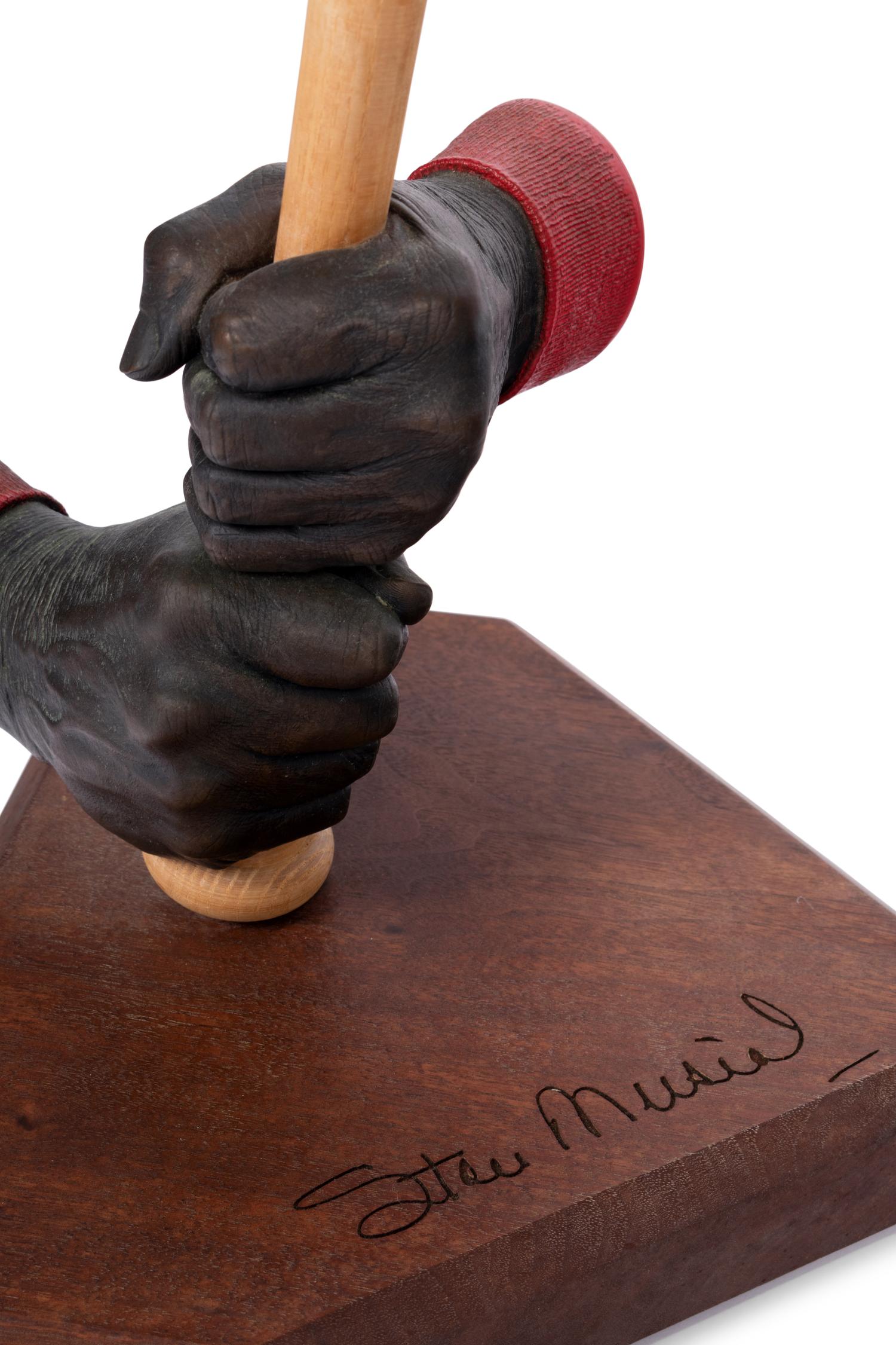A Stan Musial Signed Autograph Baseball Bat "Hitter's Hands" Display Featuring Life Cast Bronze of Musial's Grip,