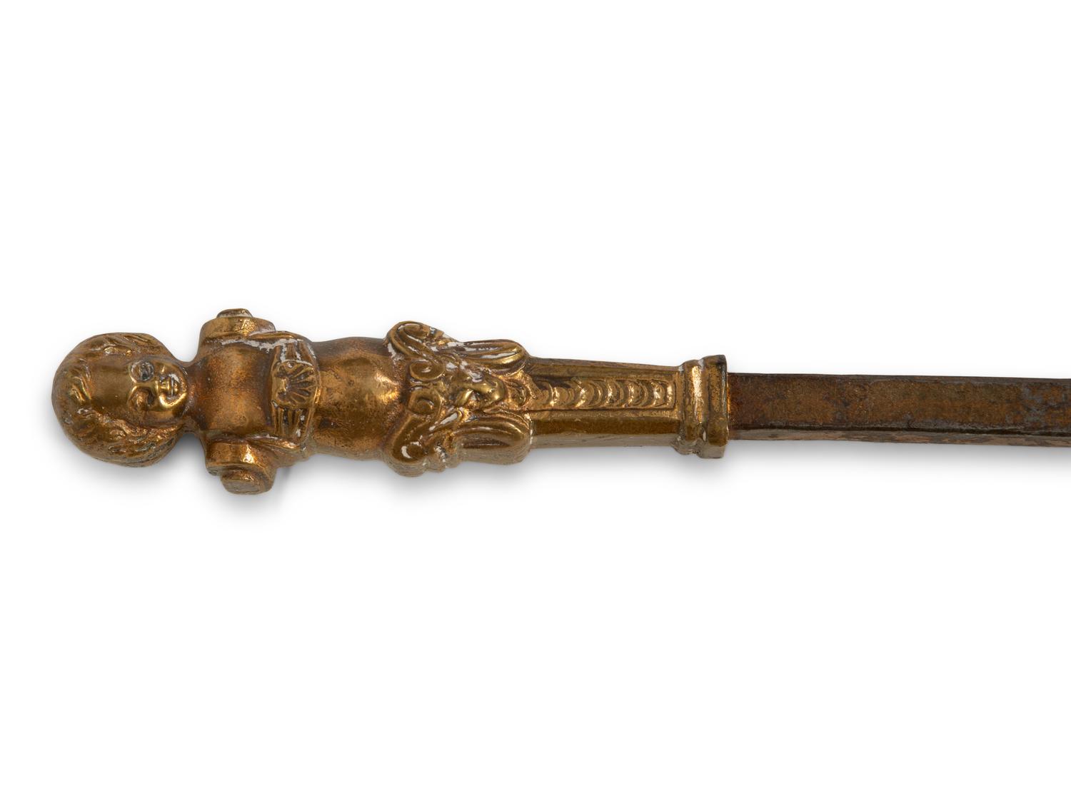 A Set of Three Steel and Brass Fire Tools with Figural Handles — 19TH CENTURY