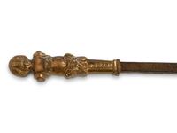 A Set of Three Steel and Brass Fire Tools with Figural Handles — 19TH CENTURY