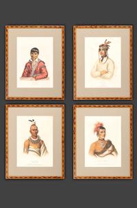 Four Hand-Colored Lithographs by McKenney and Hall