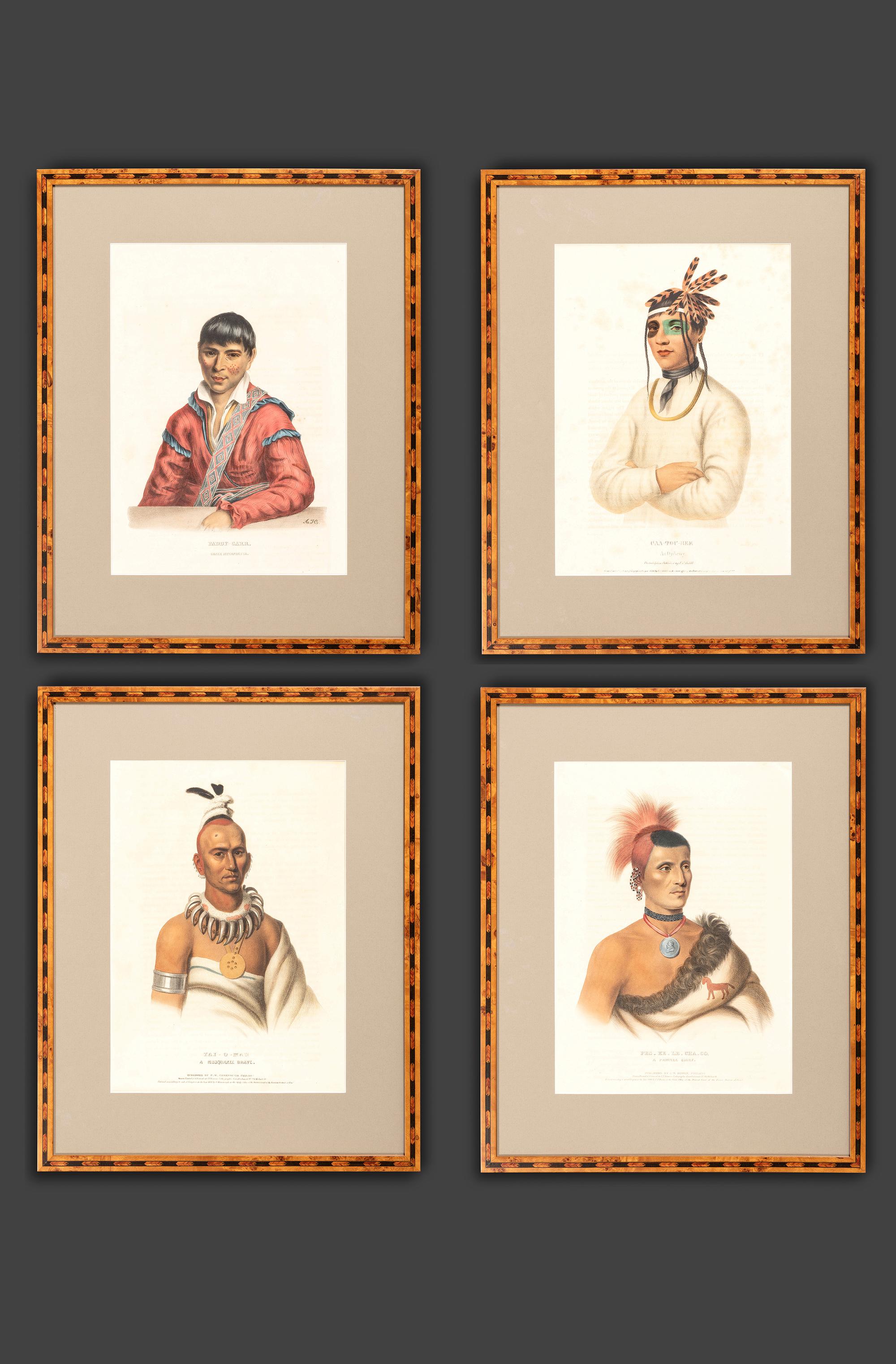 Four Hand-Colored Lithographs by McKenney and Hall