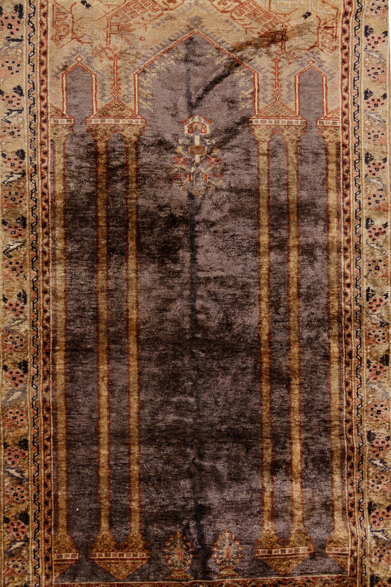 A Turkish Silk Prayer Rug