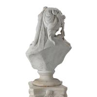 An Italian Carved Marble Bust of a Woman on an Associated Pedestal