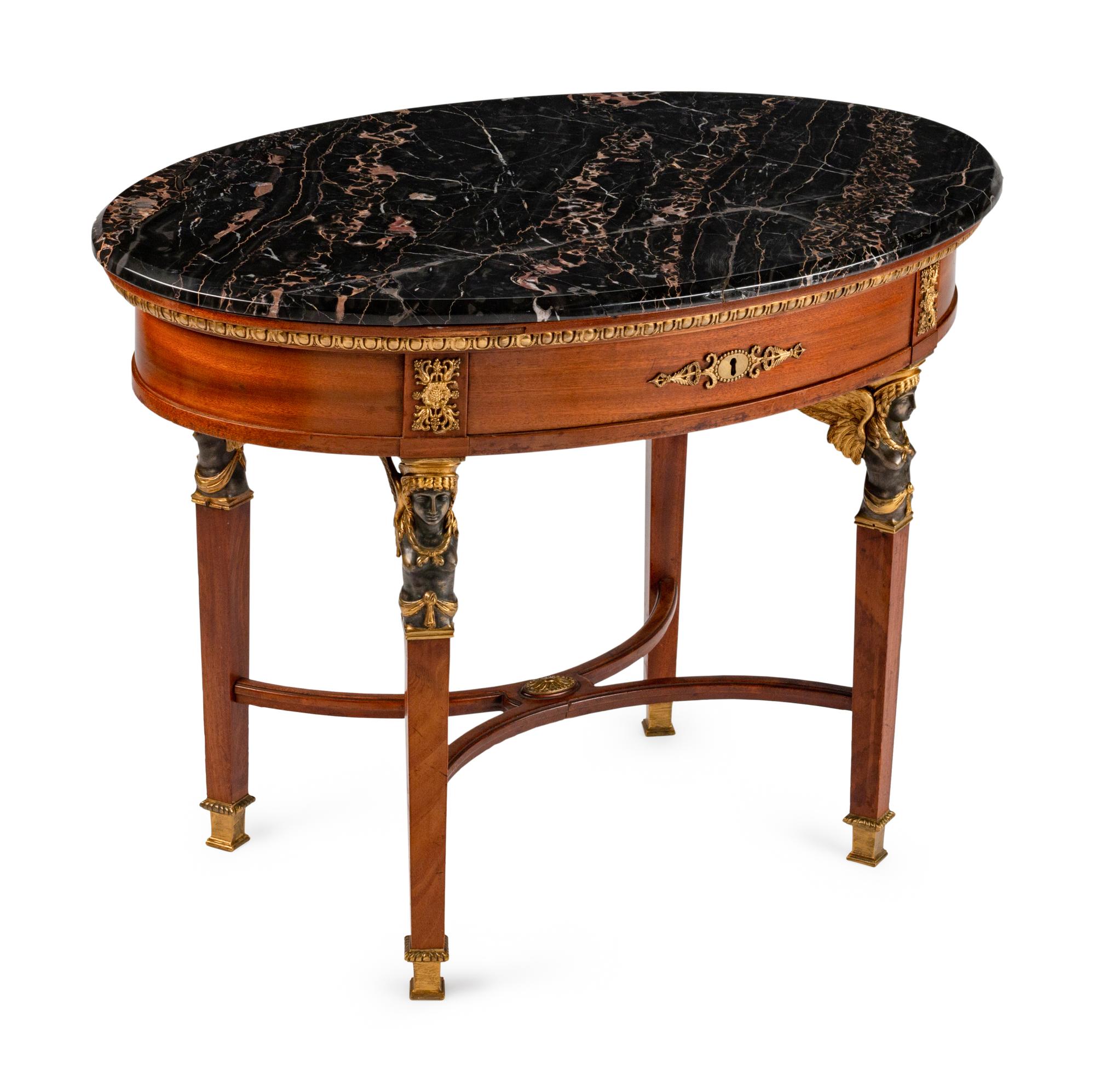 An Empire Style Bronze-Mounted Mahogany Oval Occasional Table — LATE 19TH/EARLY 20TH CENTURY