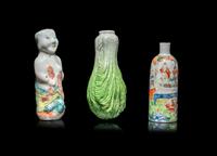 Three Chinese Famille Rose Porcelain Snuff Bottles