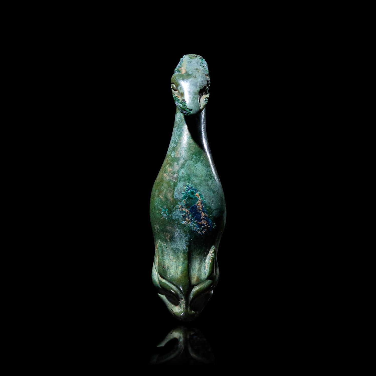 Two Chinese Bronze Garment Hooks, Warring States Period-Han Dynasty 戰國-漢 銅帶鉤兩件
