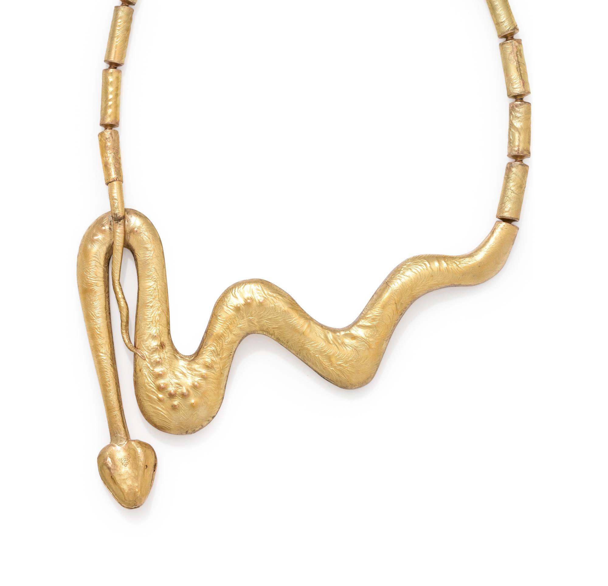 YELLOW GOLD SNAKE COLLAR NECKLACE
