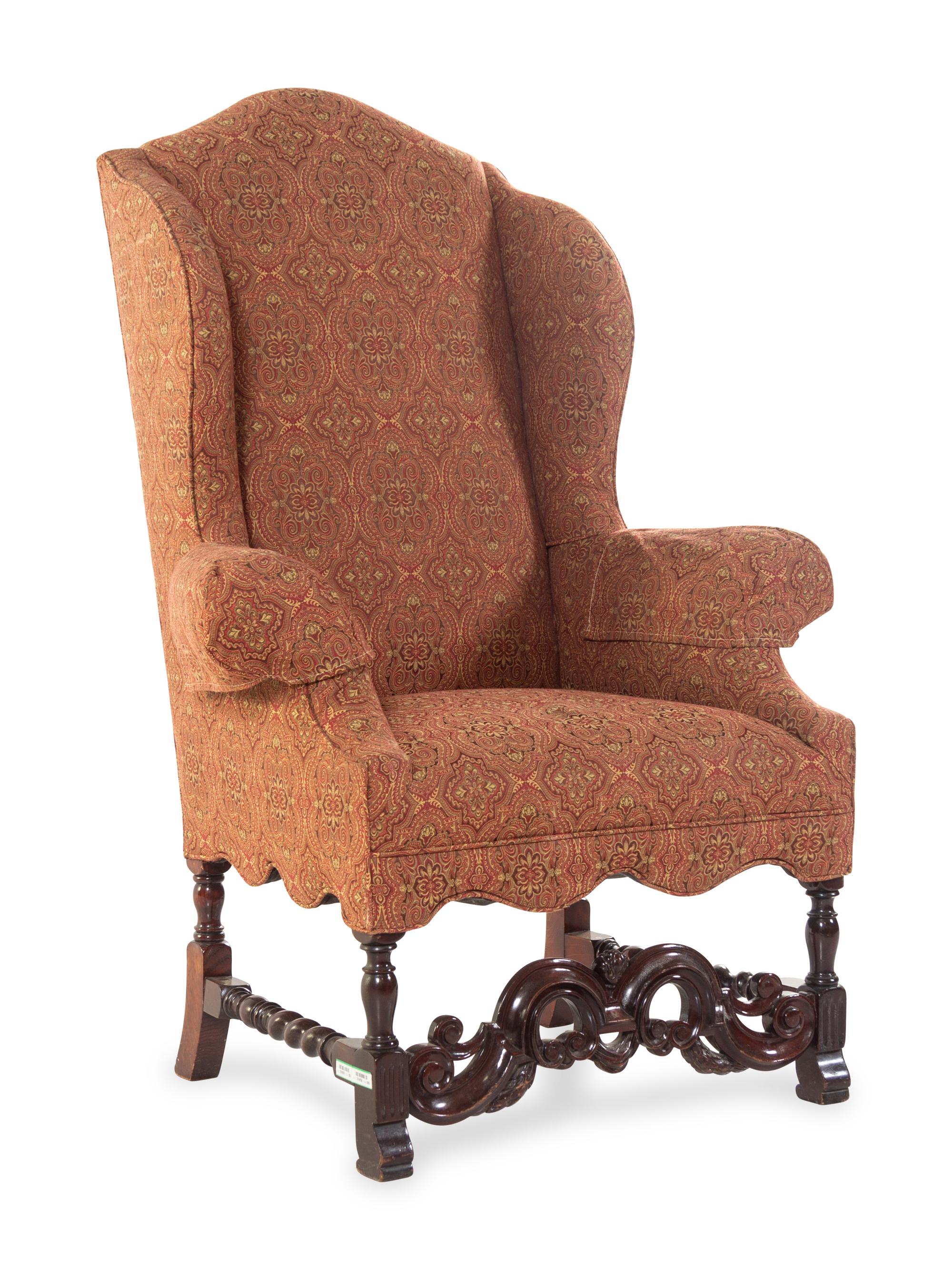 A William and Mary Style Walnut Wingback Chair