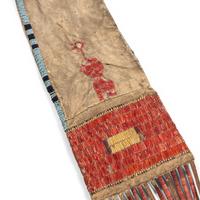 Sioux Quilled and Beaded Hide Tobacco Bag, with Sun and Human Figure