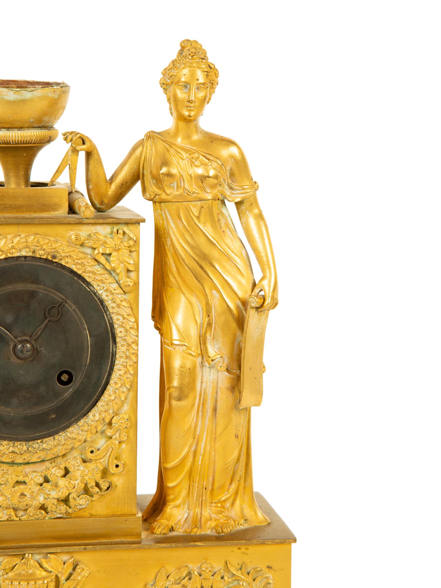 An Empire Gilt Bronze Mantel Clock