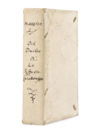 MUZIO, Girolamo (1496-1576). Il Duello del Mutio Justinopolitano . -- Le Riposte Cavalleresche del Mutio Justinopolitano . Venice: Gabriel Giolito et fratelli, 1554.