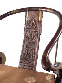 A Pair of Chinese Hardwood Horseshoe-Back Folding Chairs, Jiaoyi