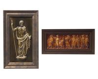 Two Framed Wedgwood Majolica Figural Relief Plaques