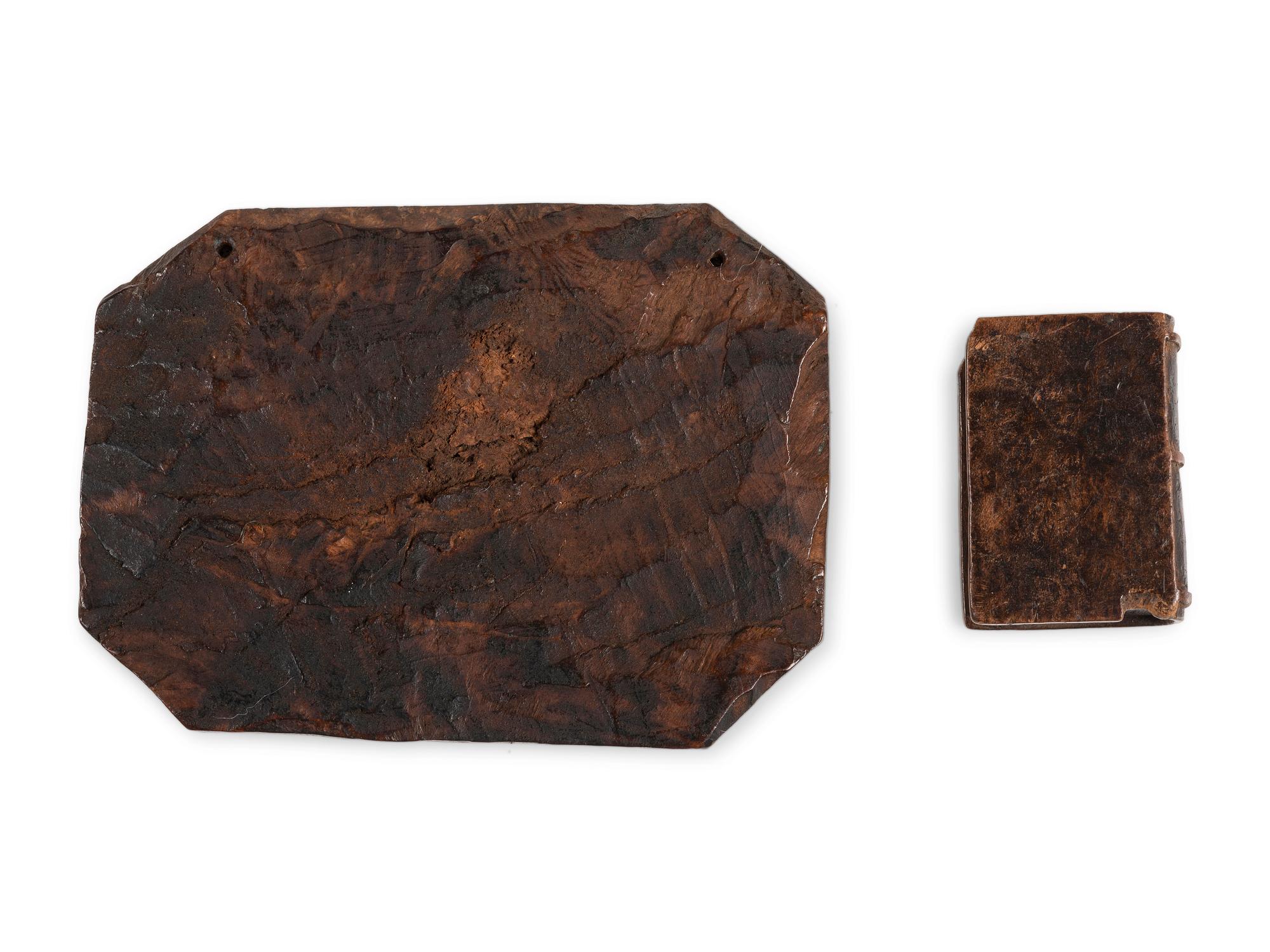A group of 3 items, incl. Civil War soldier's folk art wood carving from Camp Falmouth, Virginia. 1862.
