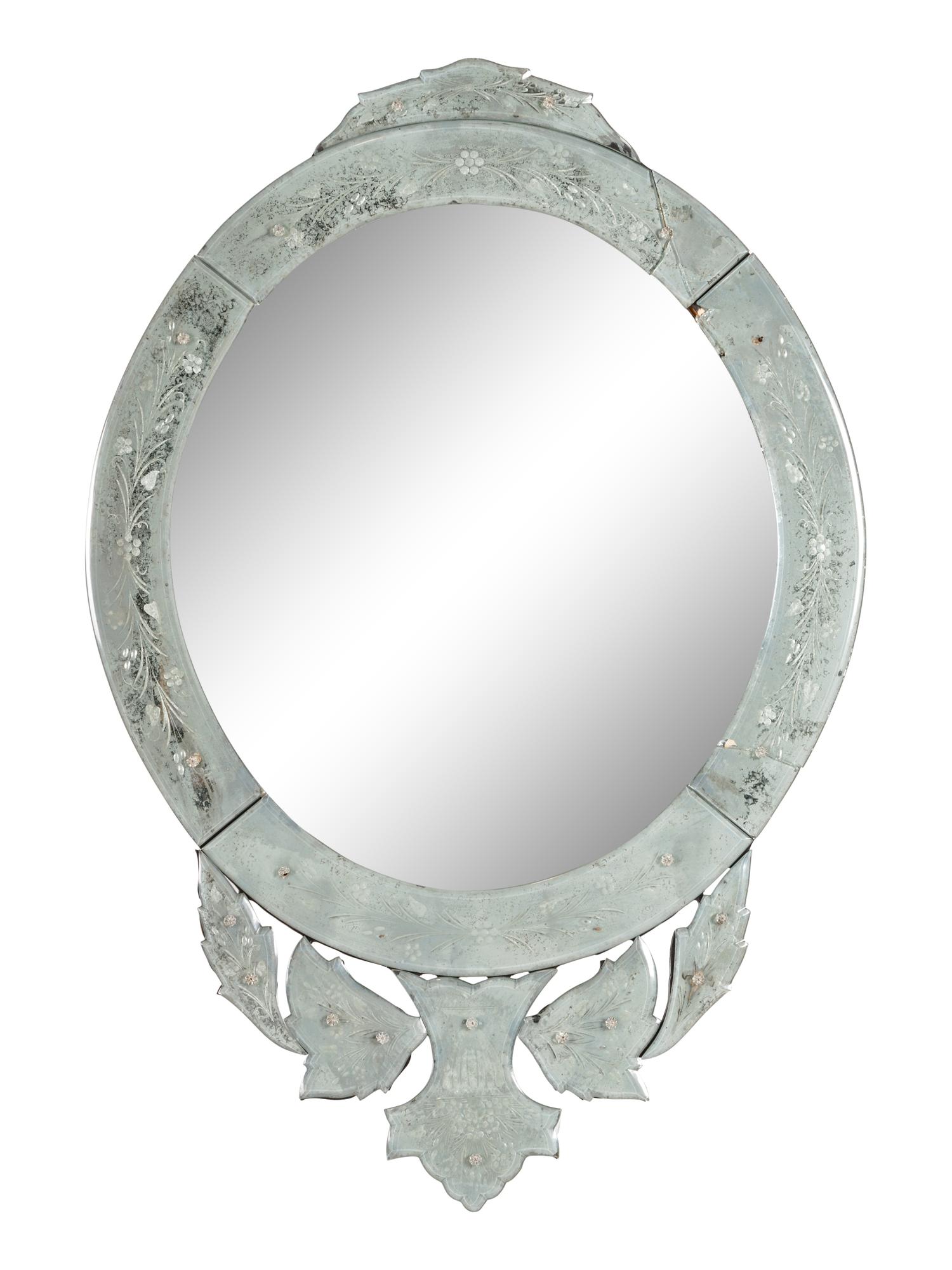 A Venetian Etched Glass Mirror