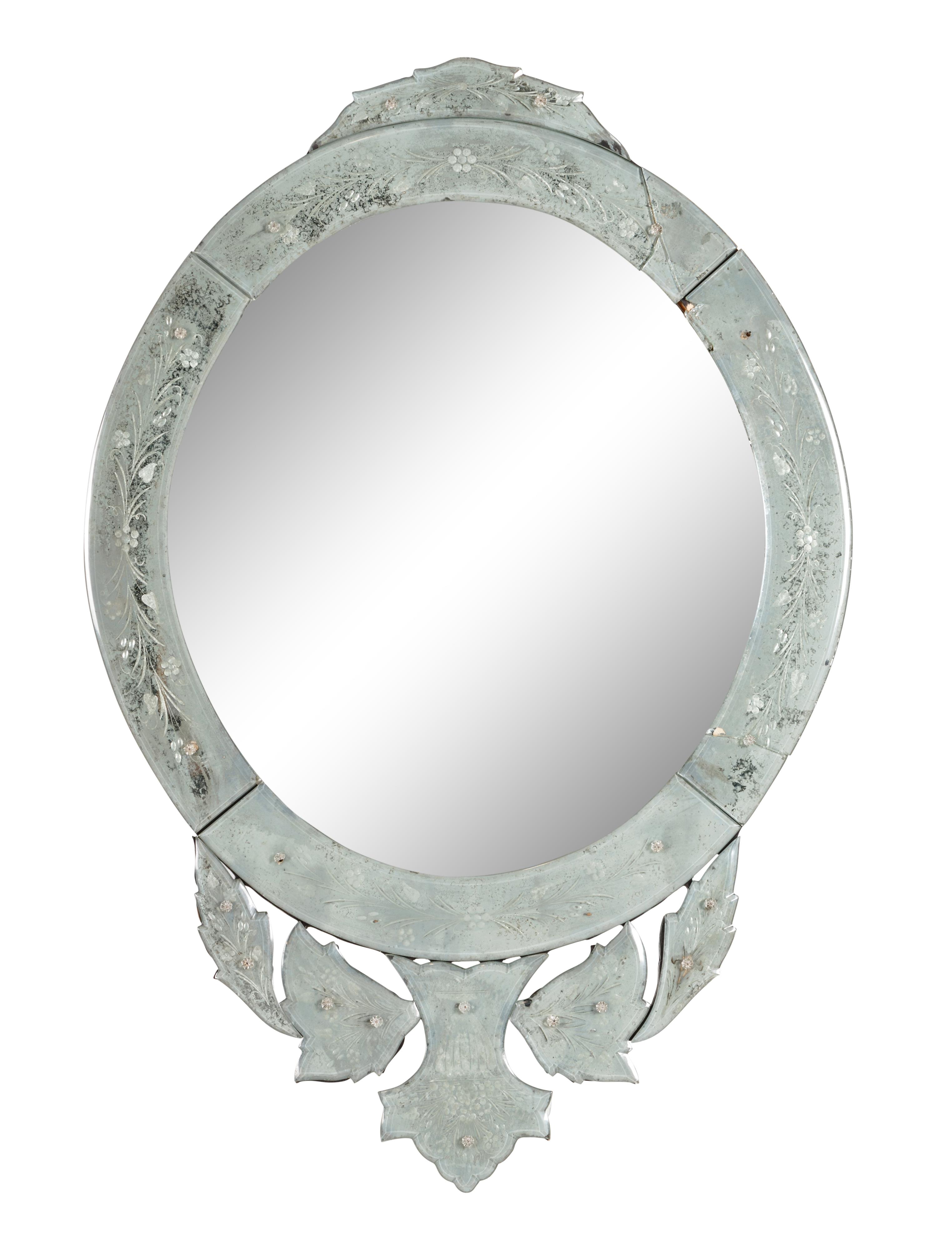 A Venetian Etched Glass Mirror