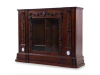 An English Jasperware Mounted Carved Burlwood Cabinet