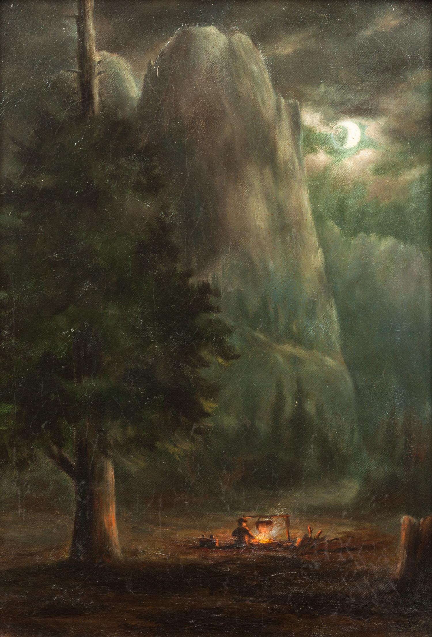 Samuel Daken, (American, 1876-1935), Campfire near Mountain, 1910
