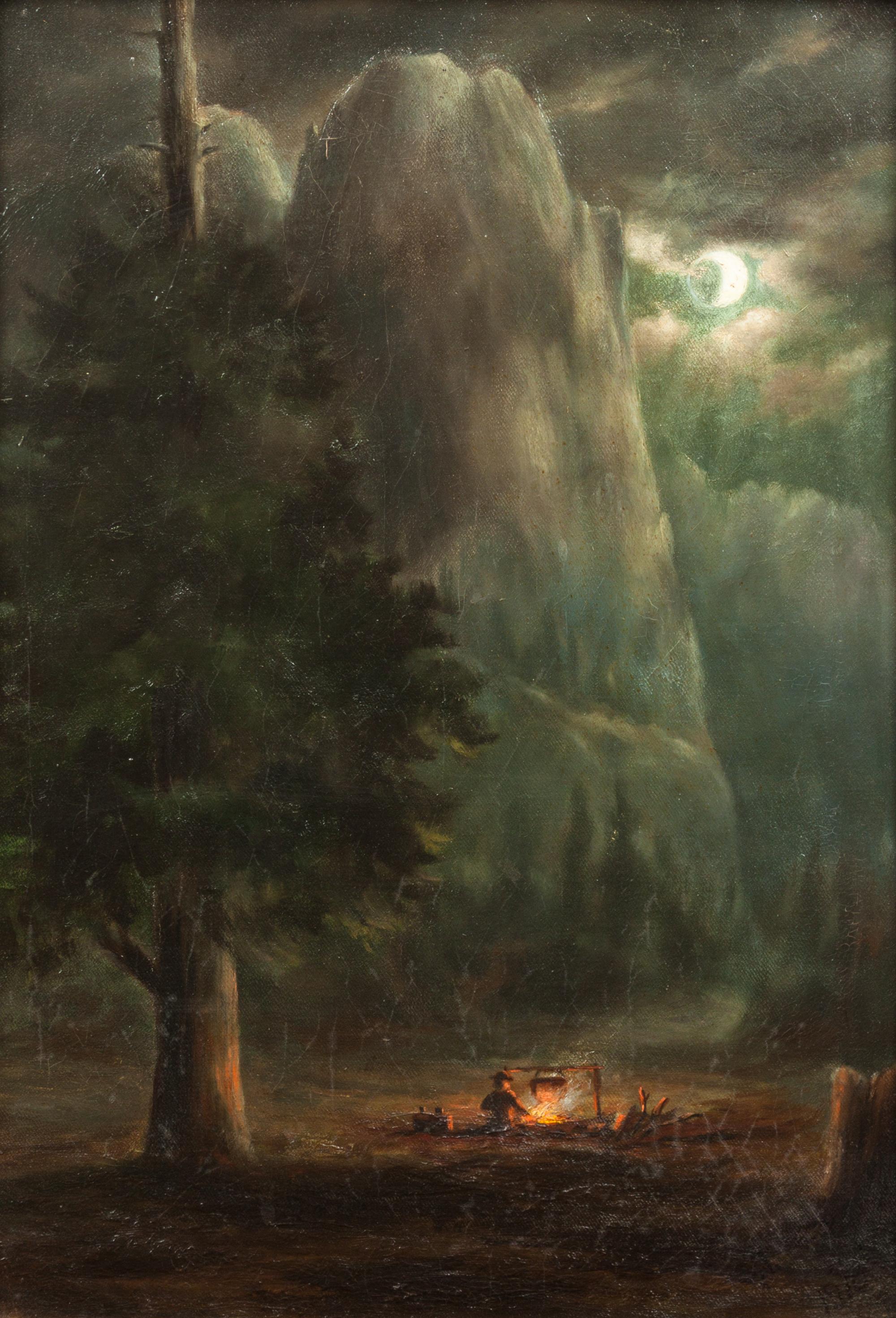 Samuel Daken, (American, 1876-1935), Campfire near Mountain, 1910