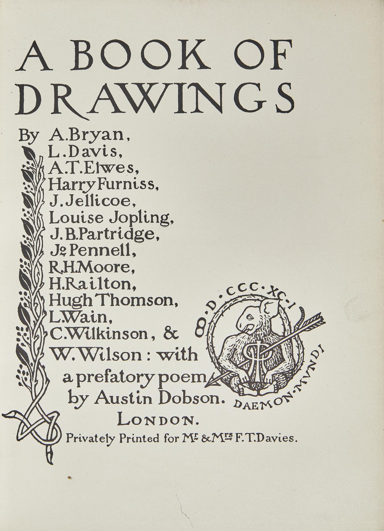 [Children’s & Illustrated] Dobson, Austin, and Harry Furniss, and Louis Wain, and Joseph Pennell, and Selwyn Image, et al. A Book of Drawings