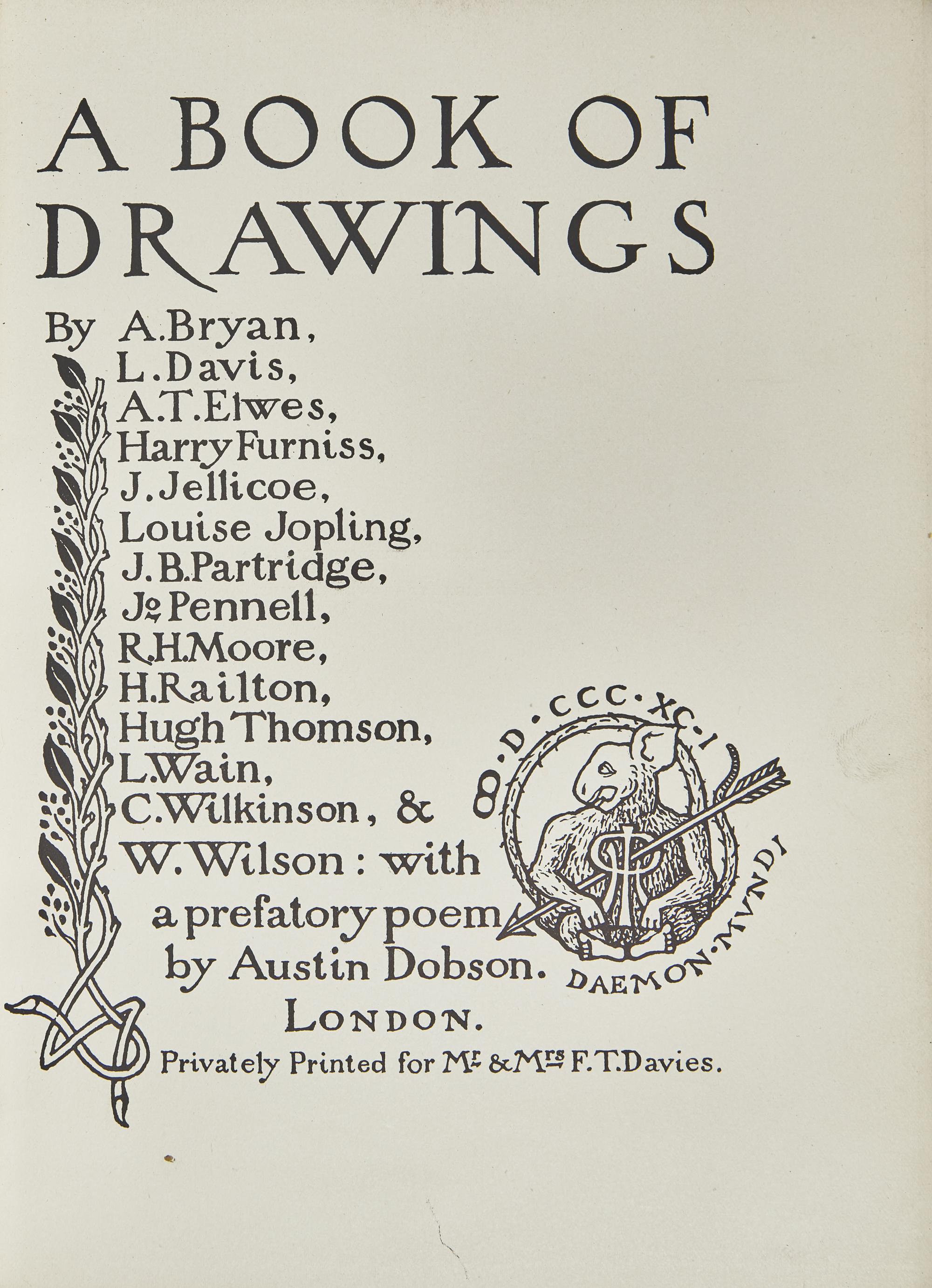 [Children’s & Illustrated] Dobson, Austin, and Harry Furniss, and Louis Wain, and Joseph Pennell, and Selwyn Image, et al. A Book of Drawings