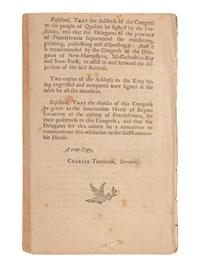 [REVOLUTIONARY WAR -- CONTINENTAL CONGRESS]. Journal of the Proceedings of the Congress, Held at Philadelphia, September 5, 1774 . Philadelphia: William and Thomas Bradford, at the London Coffee House, 1774.