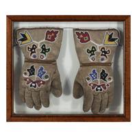 Plateau Beaded Hide Gauntlets, Two Pairs