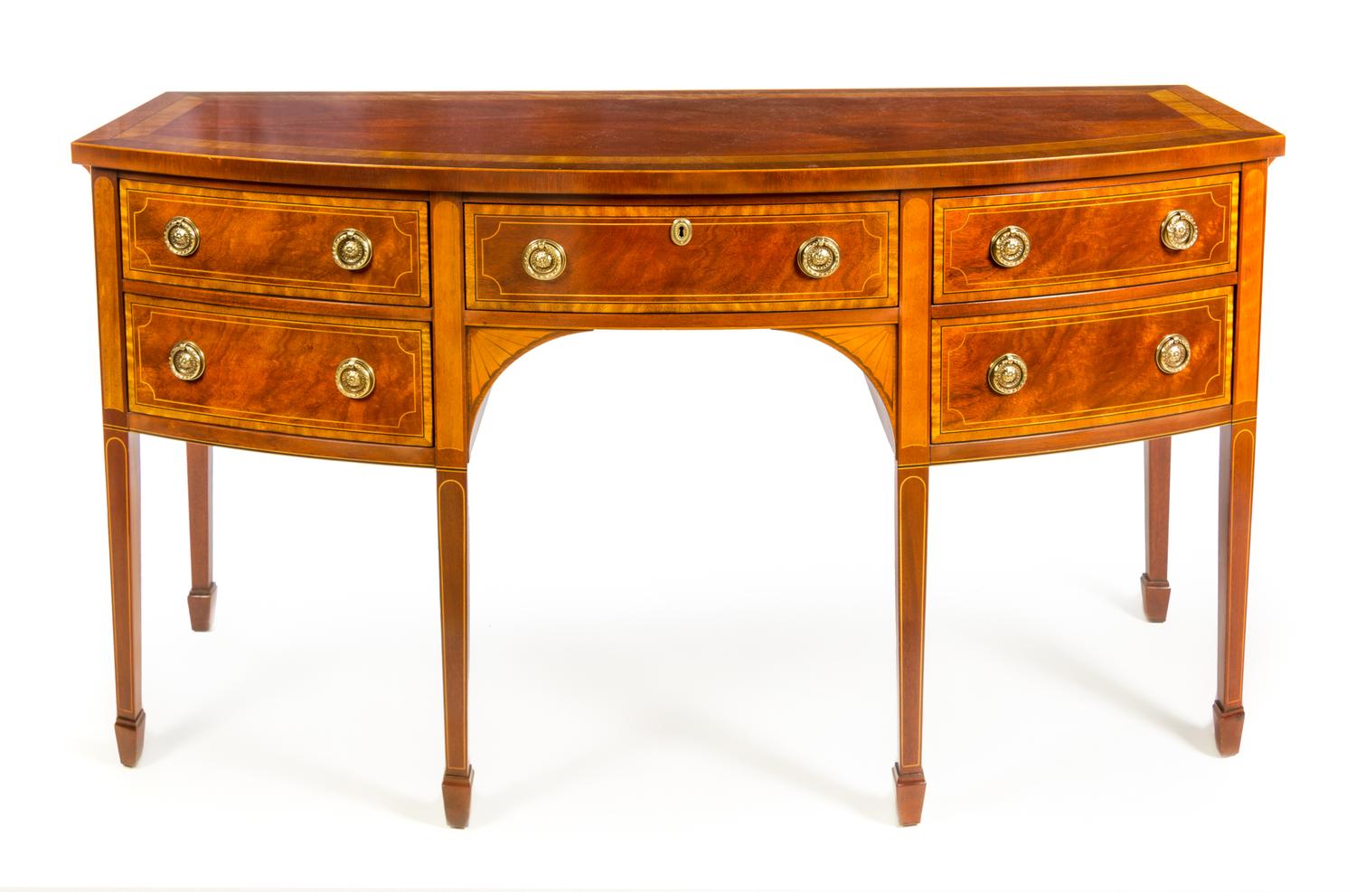 A Federal Style Mahogany Sideboard Height 38 1/4 x width 67 1/2 x depth 26 1/4 inches. — BAKER, 20TH CENTURY