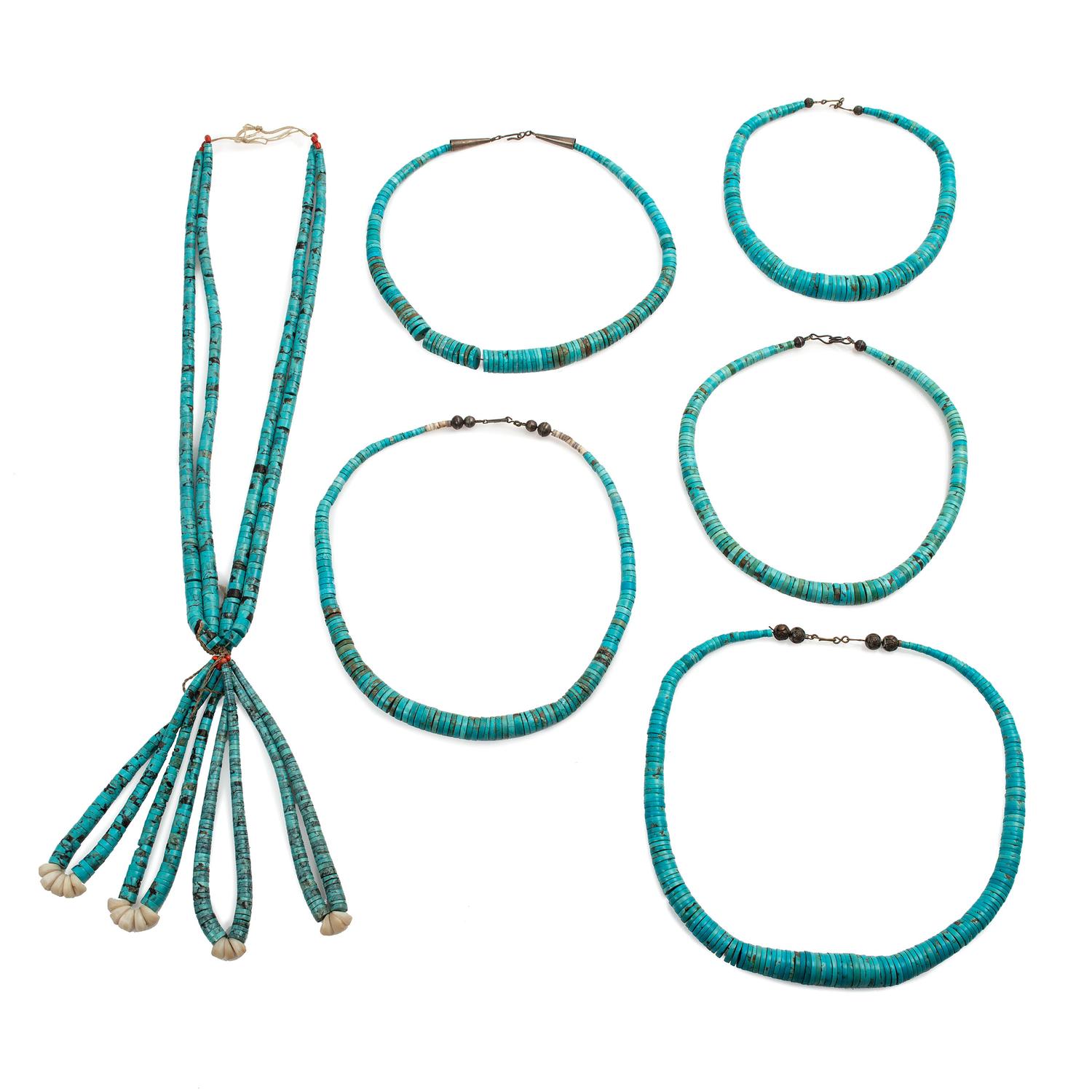 Pueblo-Style Rolled Turquoise Necklaces