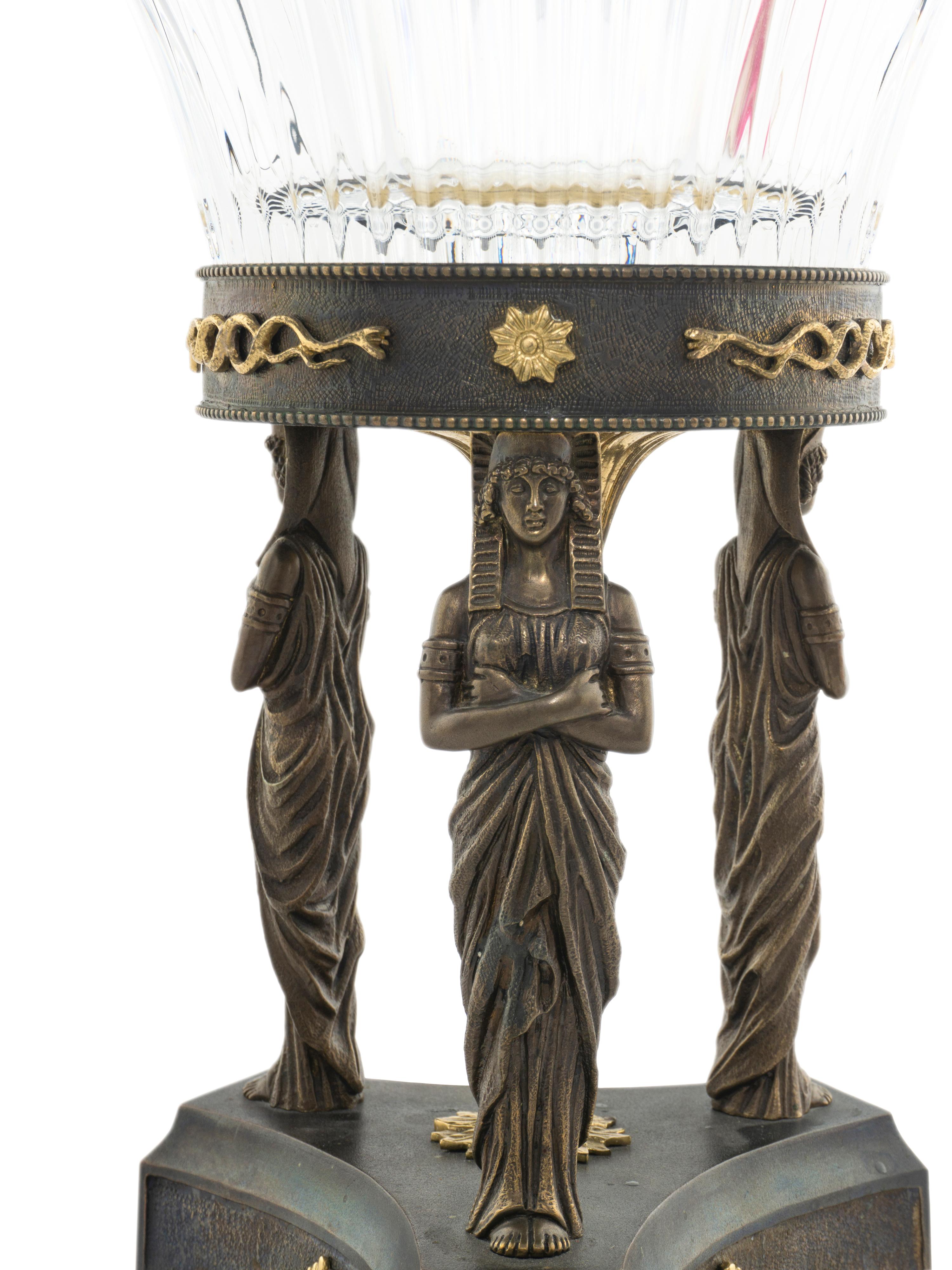 A Russian Parcel Gilt Bronze and Cut Glass Centerpiece