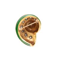 YELLOW GOLD, ENAMEL AND DIAMOND SHELL BROOCH