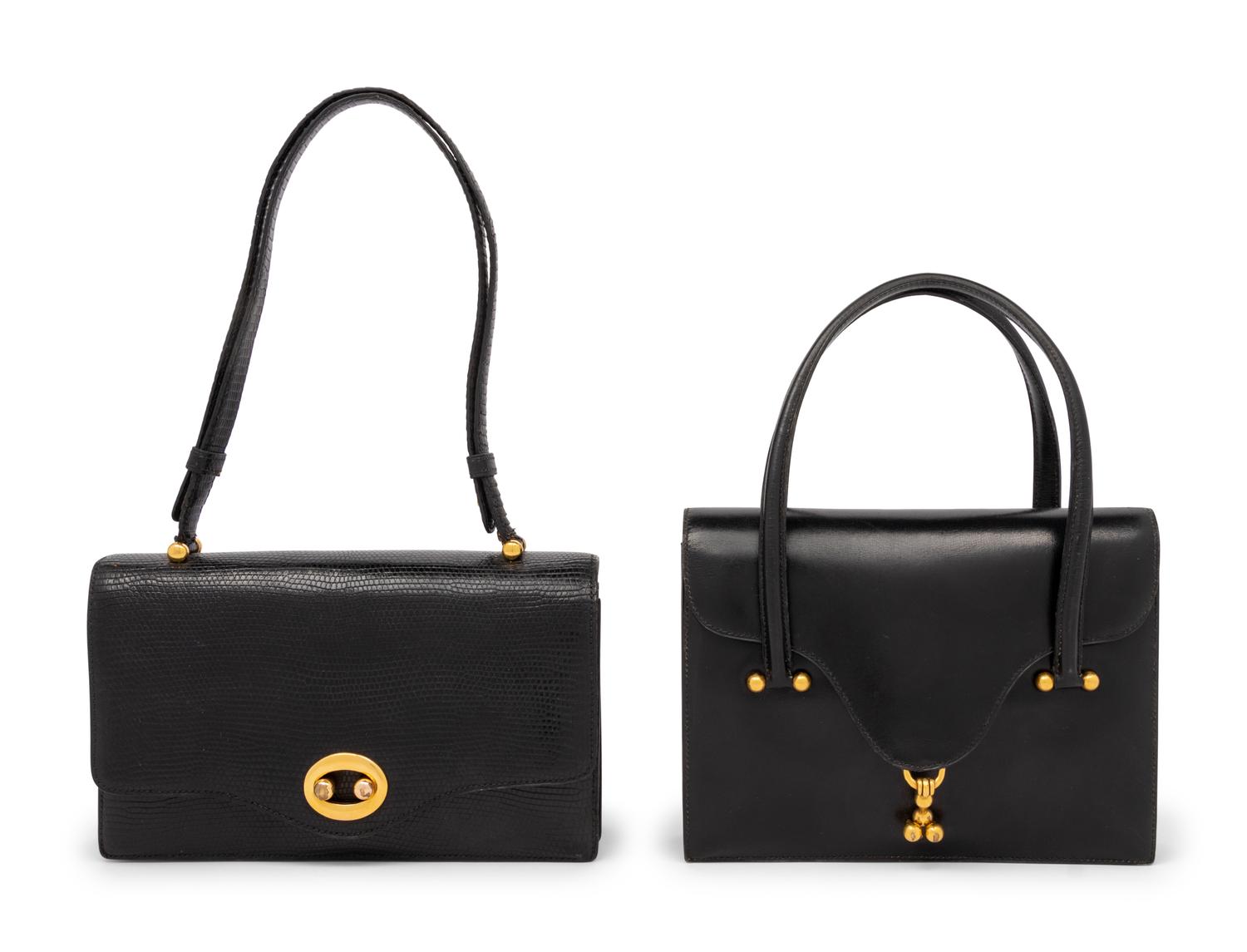 Two Hermès Accordion-Style Bags, One with Bonwit Teller Stamp, 1960s