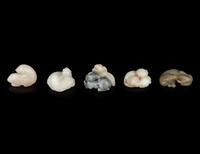 Five Chinese Carved Jade 'Animal' Groups