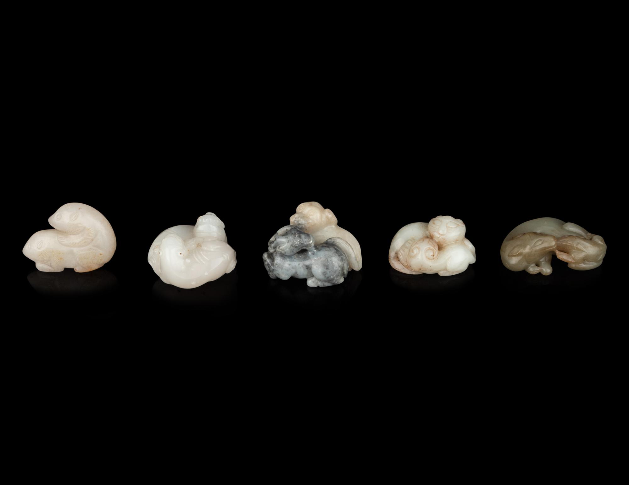 Five Chinese Carved Jade 'Animal' Groups