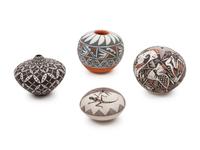 Four Acoma Pottery Miniatures