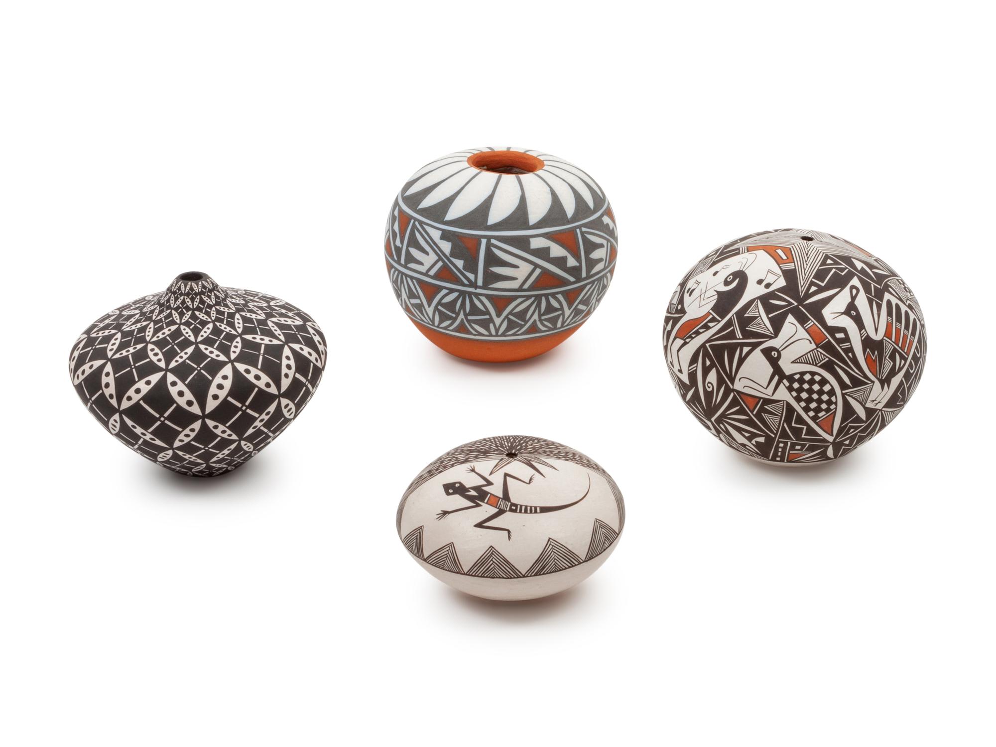 Four Acoma Pottery Miniatures