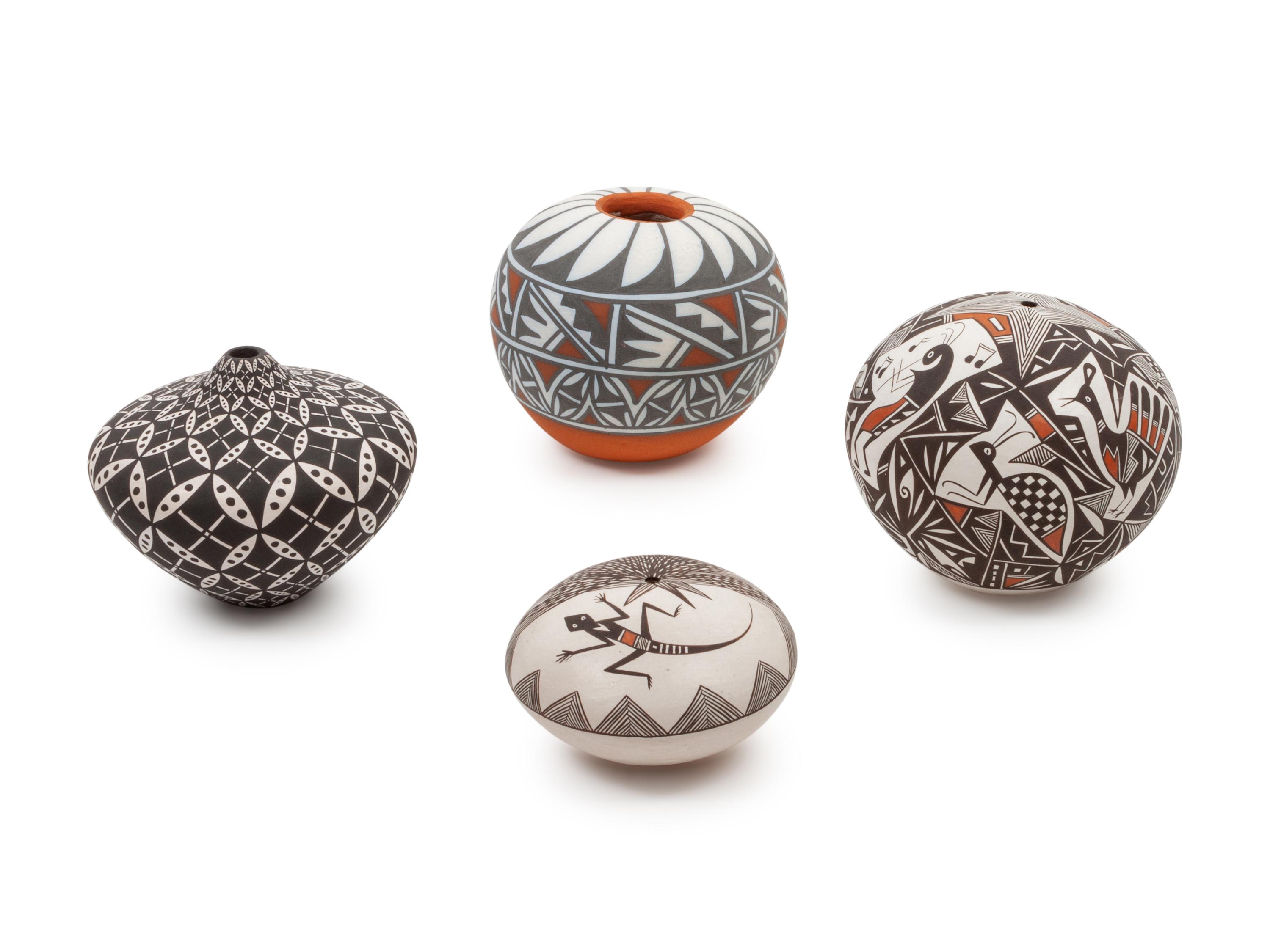 Four Acoma Pottery Miniatures