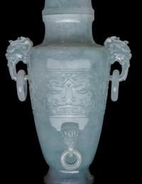 A Translucent Greyish-Celadon Jadeite Covered Vase