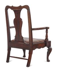 A Queen Anne Elm Armchair with Leather Upholstery
